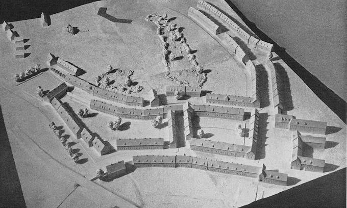 Modellfoto des ersten Bauabschnitts der Großsiedlung Cornberg im Anschluss an die Klosteranlage. (Quelle: NHW)